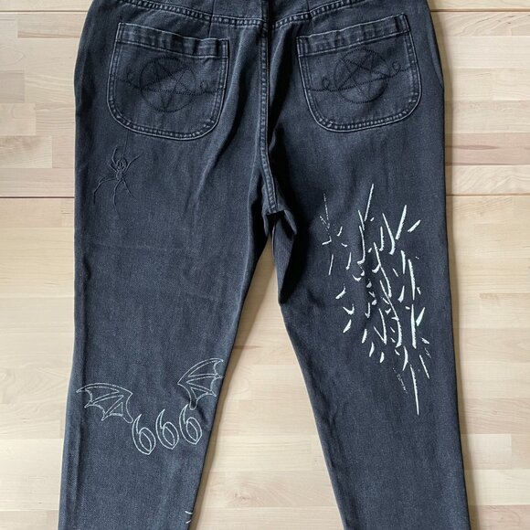 Cool Shirtz Cold Ones Very Cool The Spooky Denim Screenprint Black Jeans *READ* - Picture 5 of 10